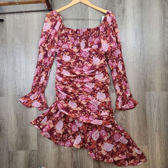 Wayf Long Sleeve Floral Mini Dress size M - Picture 8 of 11